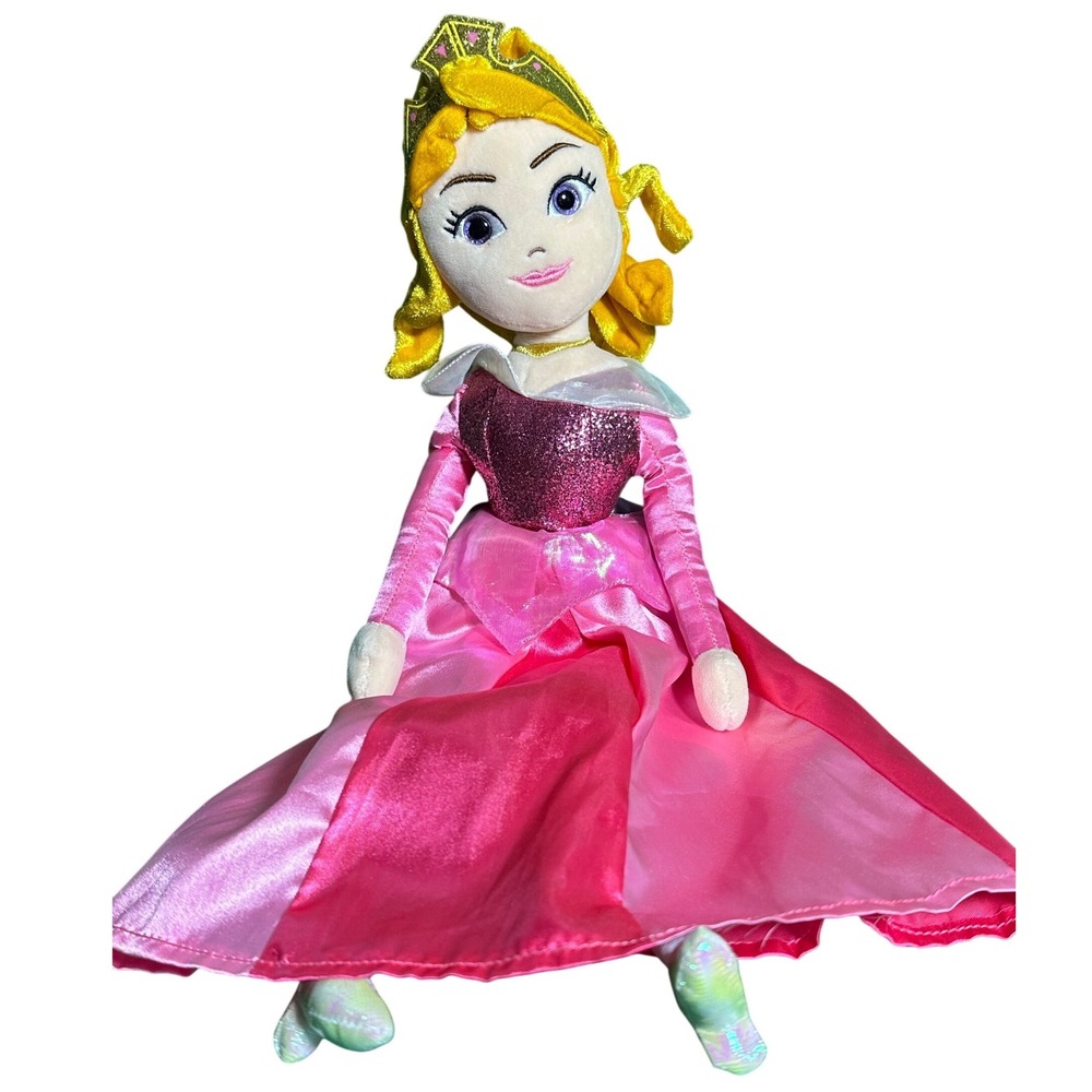 Ty Sparkle Aurora Disney Princess Plush Toy Stuffed Animal Pink Gown Crown